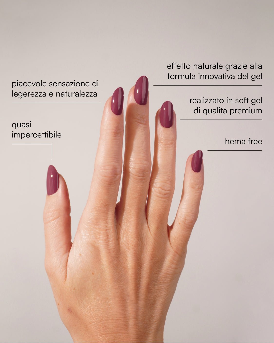 Press Ons in Soft Gel Bubblegum Rotonde Medie - Doonails Italy