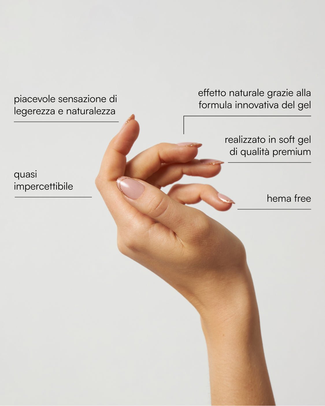 Press Ons in Soft Gel Golden French Rotonde Medie - Doonails Italy