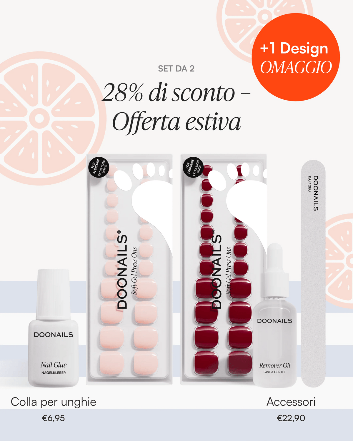 Kit Iniziale Estate - Pediküre Press Ons in Soft Geldoonails