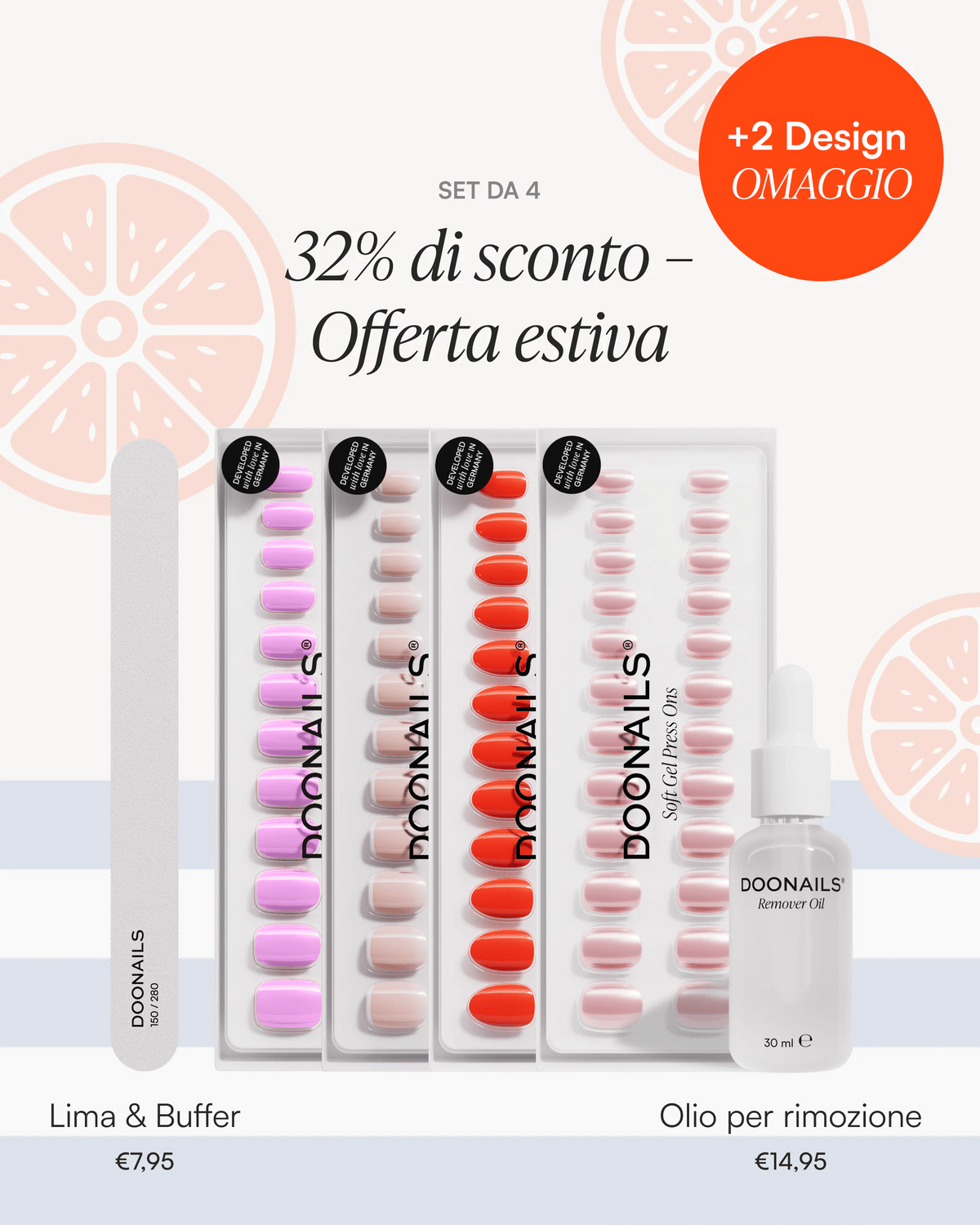 Kit Iniziale Estate - Press Ons in Soft Geldoonails