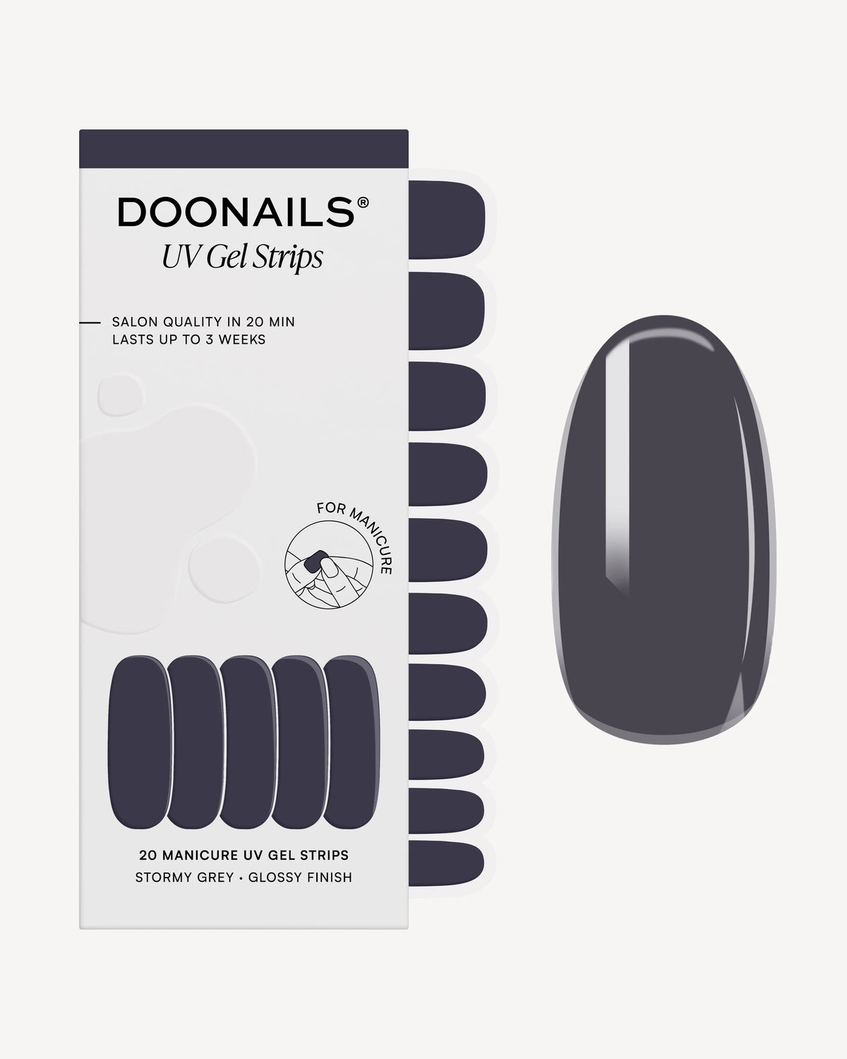 Stormy Grey Strisce in Gel UVdoonails