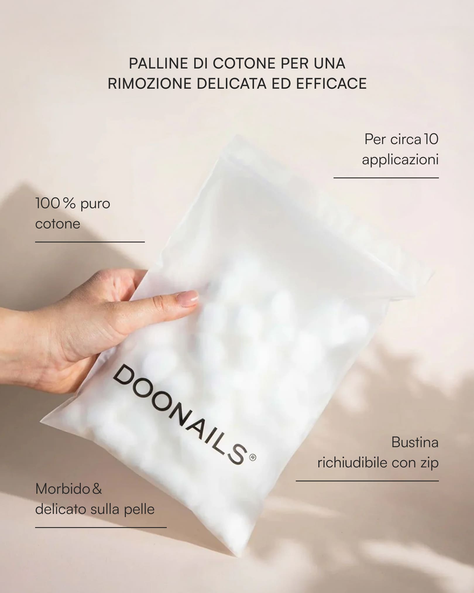 Batuffoli di cotone per rimozione