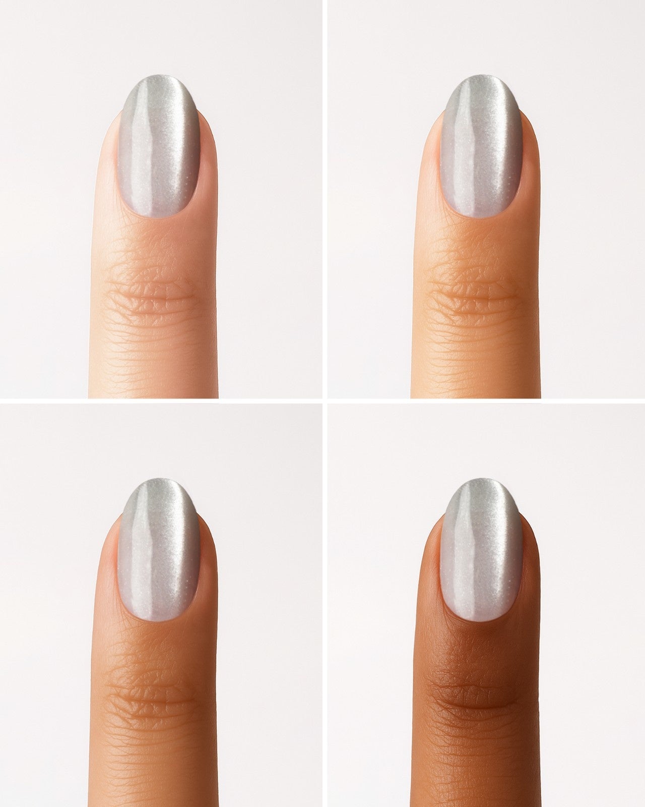 White Cat Eye Corto Rotondo Press Ons in Soft Gel