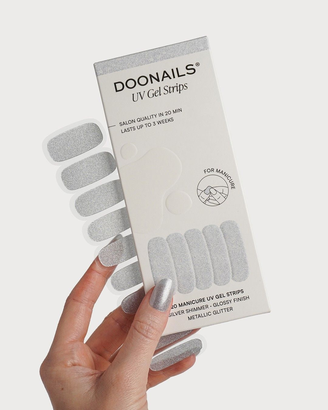Silver Shimmer Strisce in Gel