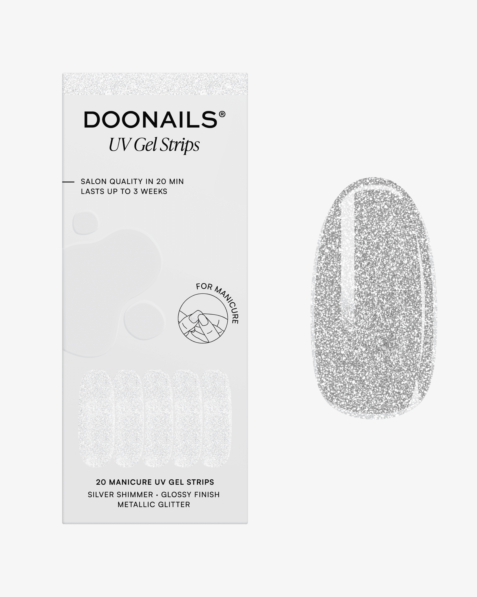 Silver Shimmer Strisce in Gel