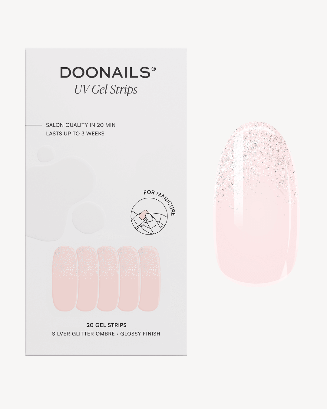 Strisce in gel Silver Glitter Ombre - Doonails Italy