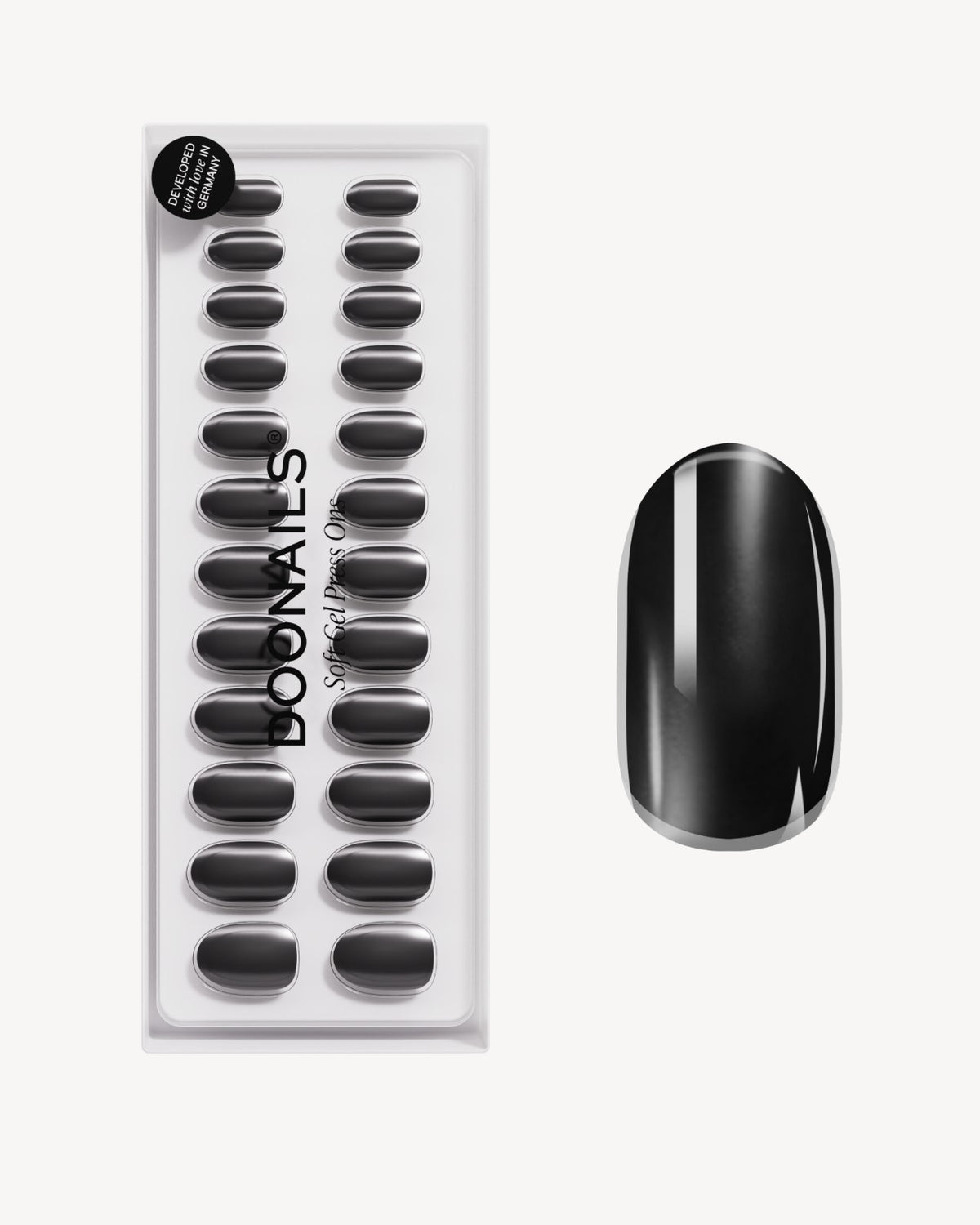 Press Ons in Soft Gel Black Pearl Rotonde Medie - Doonails Italy