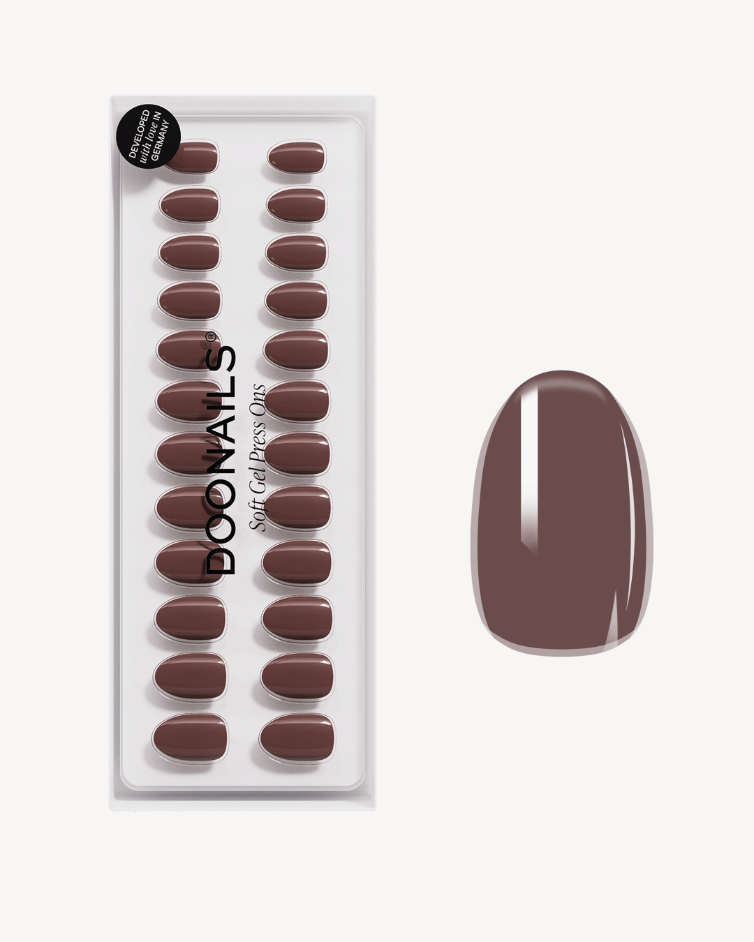 Press Ons in Soft Gel Café Noir Rotonde Corte