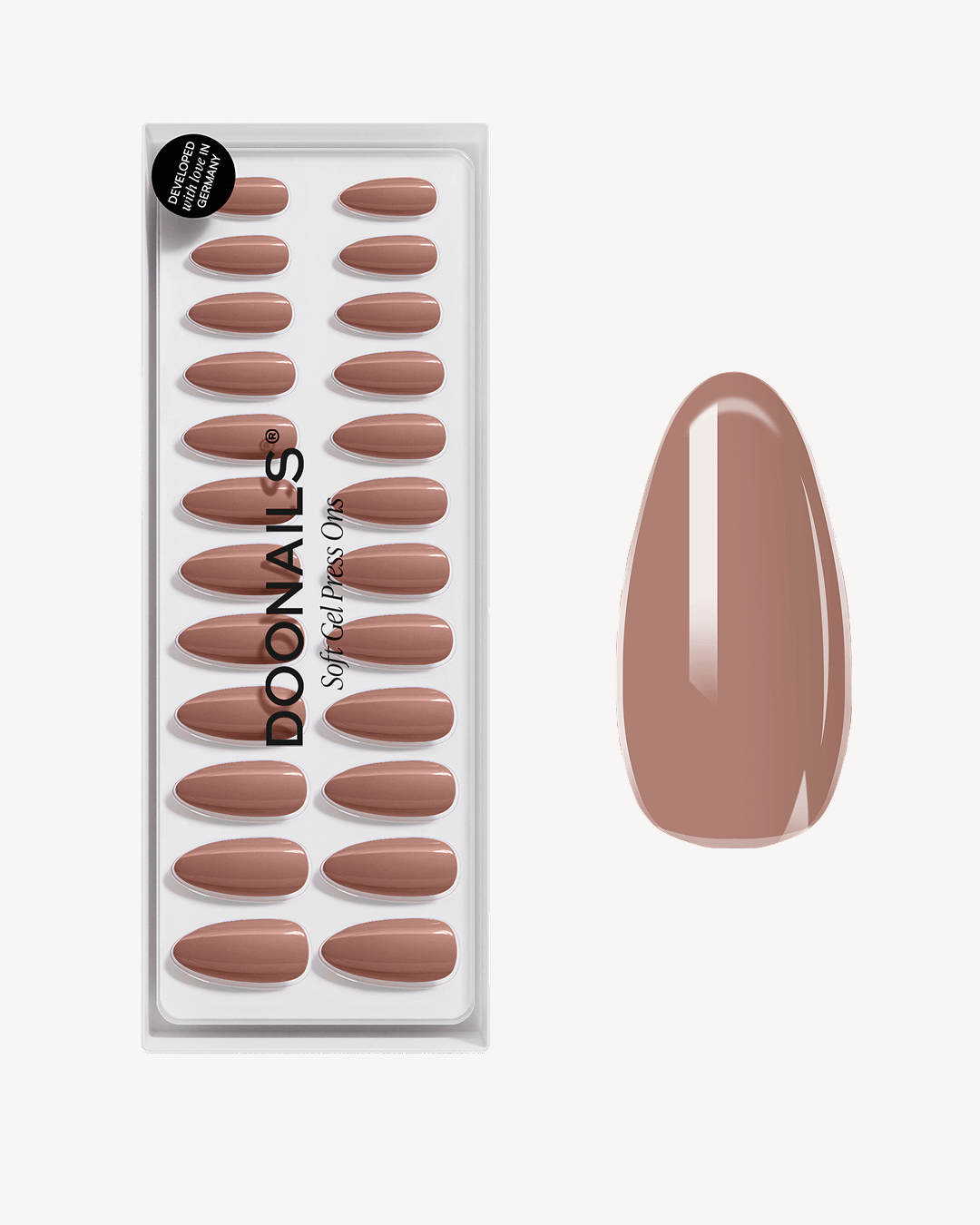Press Ons in Soft Gel Espresso Mandorla Medi - Doonails Italy