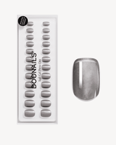 Press Ons in Soft Gel Glass Grey Cat Eye Quadrate Extra Cortedoonails