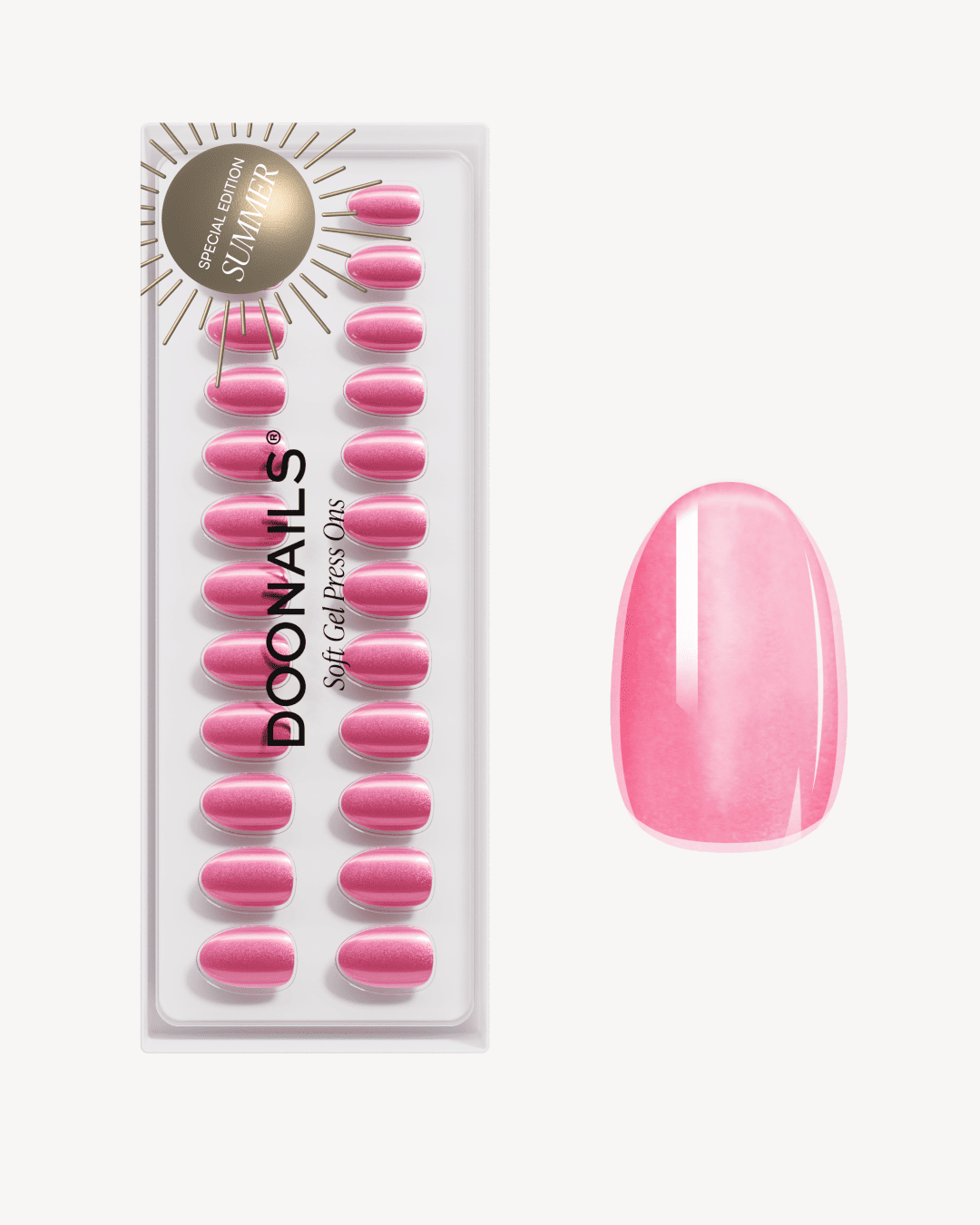 Glass Pink Cat Eye Corte Rotonde Press Ons in Soft Gel