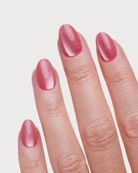 Glass Pink Cat Eye Corte Rotonde Press Ons in Soft Gel