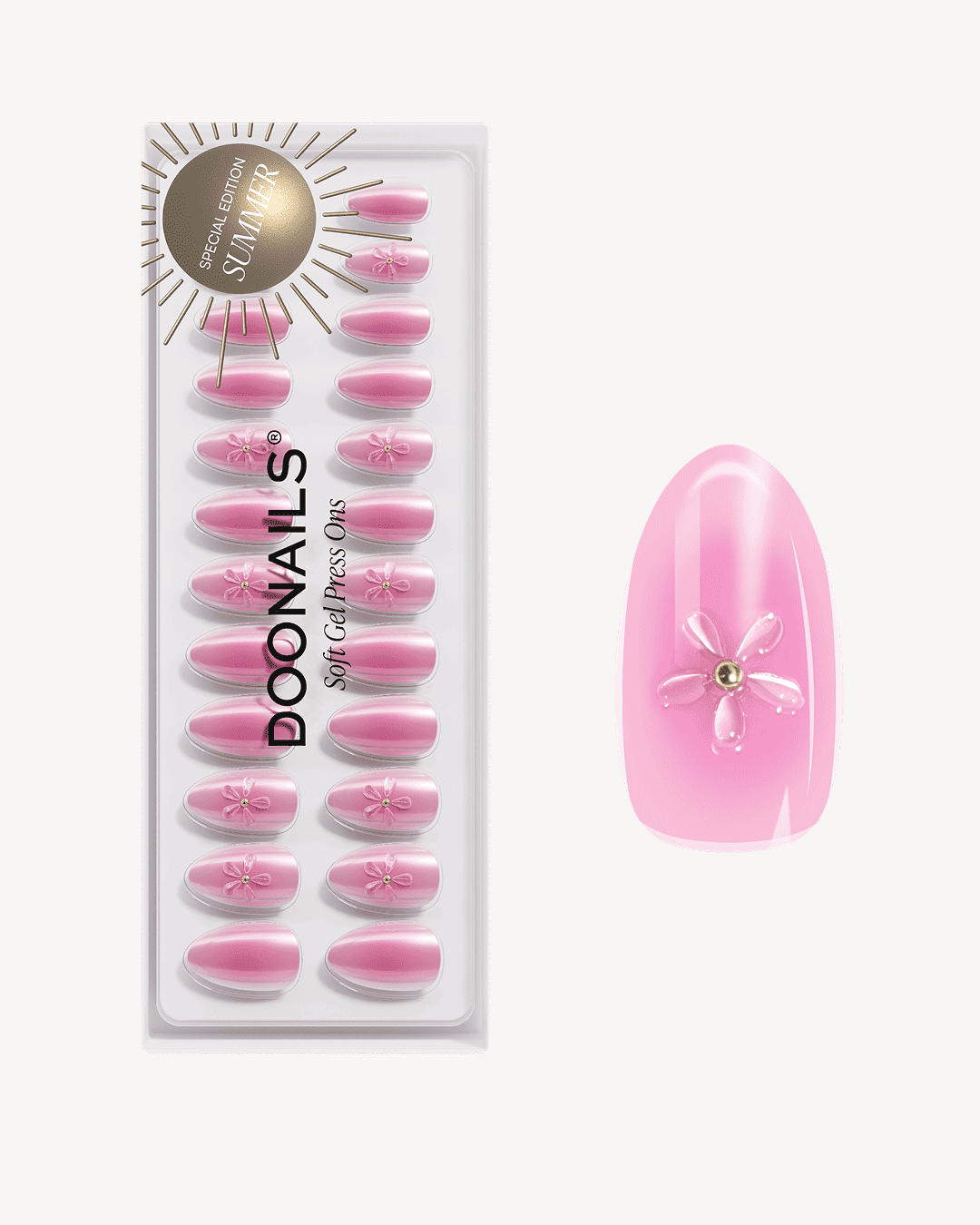 Glazed Pink Lotus Corte Mandorla Press Ons in Soft Gel