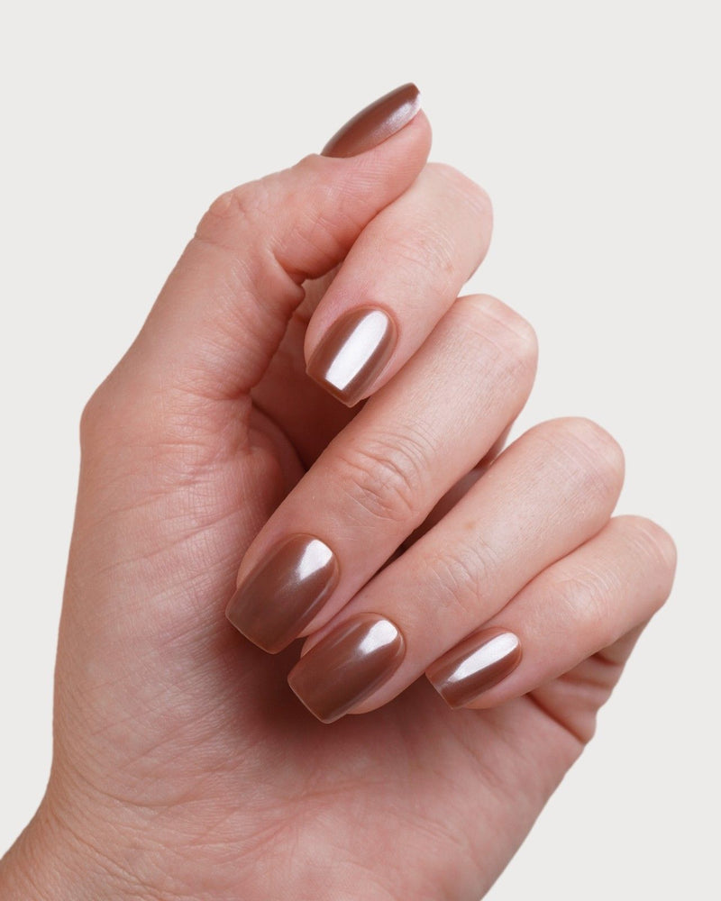Glazed Chocolate Corte Quadrate Press Ons in Soft Gel