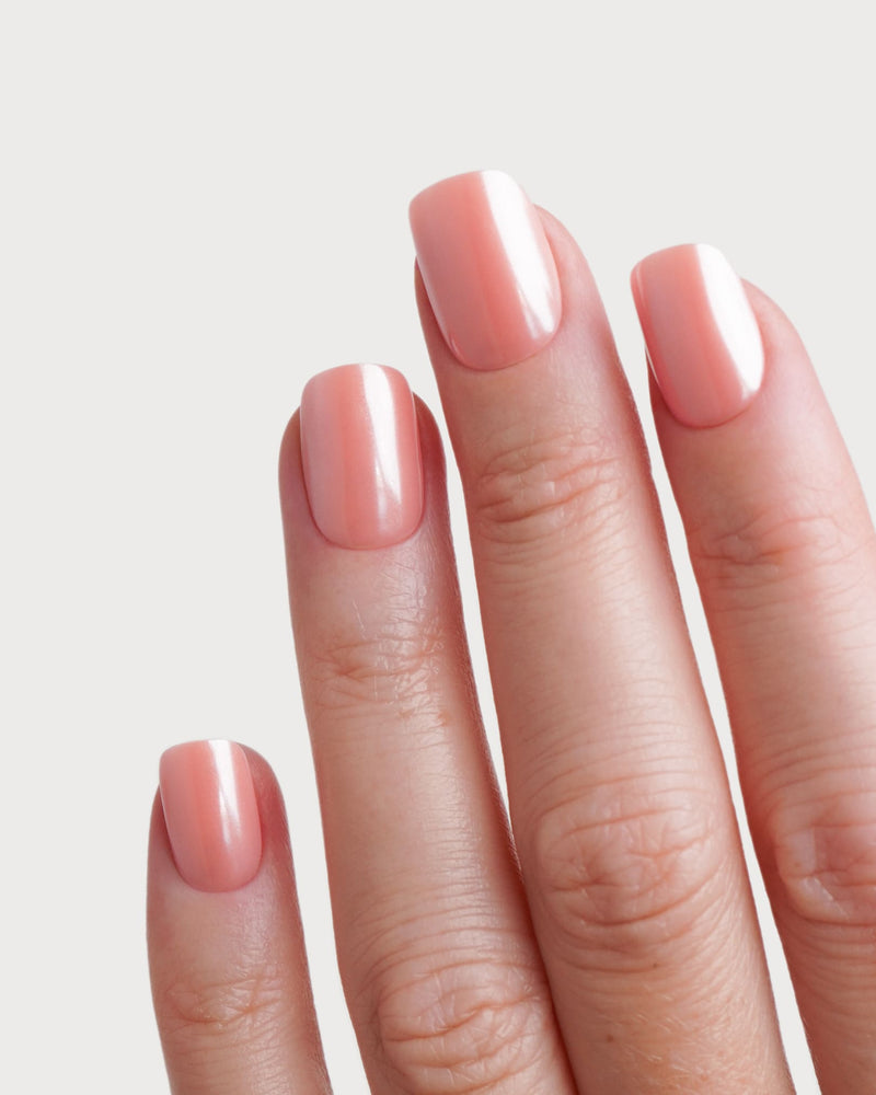 Glazed Peach Extra Corte Quadrate Press Ons in Soft Gel