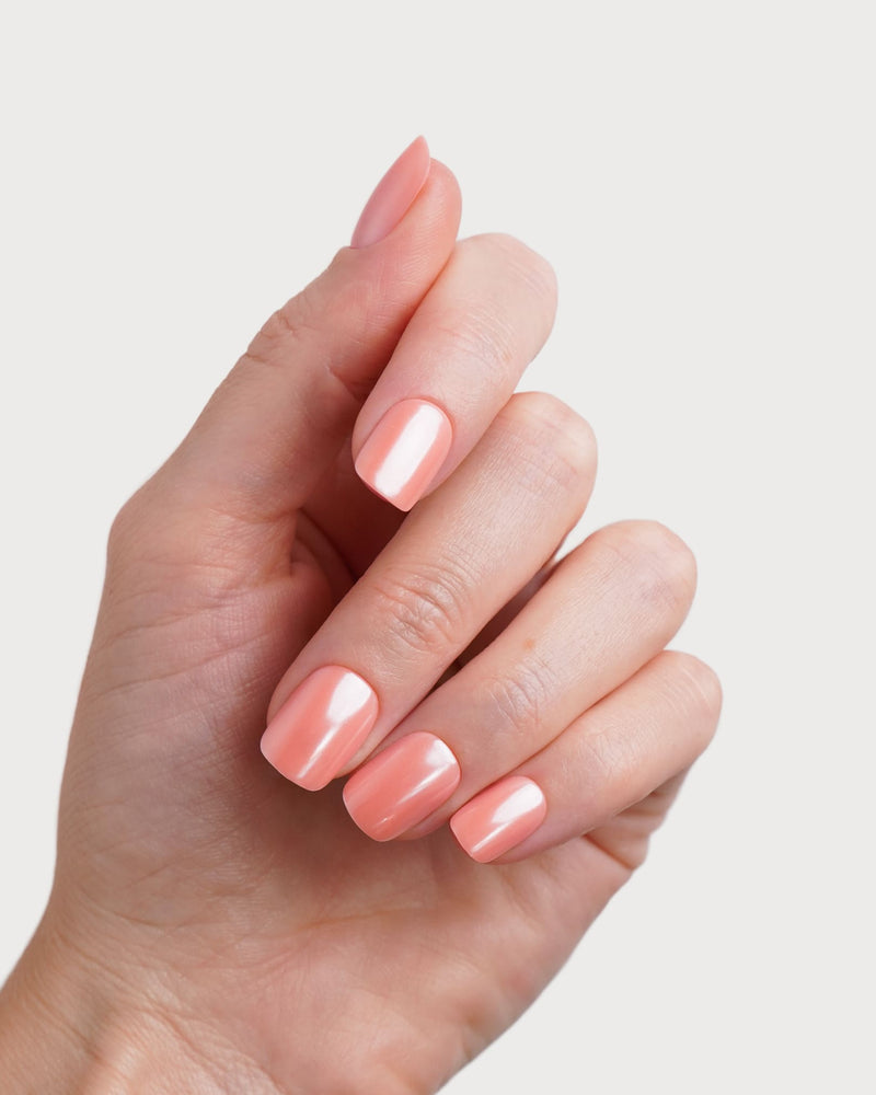 Glazed Peach Extra Corte Quadrate Press Ons in Soft Gel