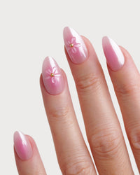 Glazed Pink Lotus Corte Mandorla Press Ons in Soft Gel