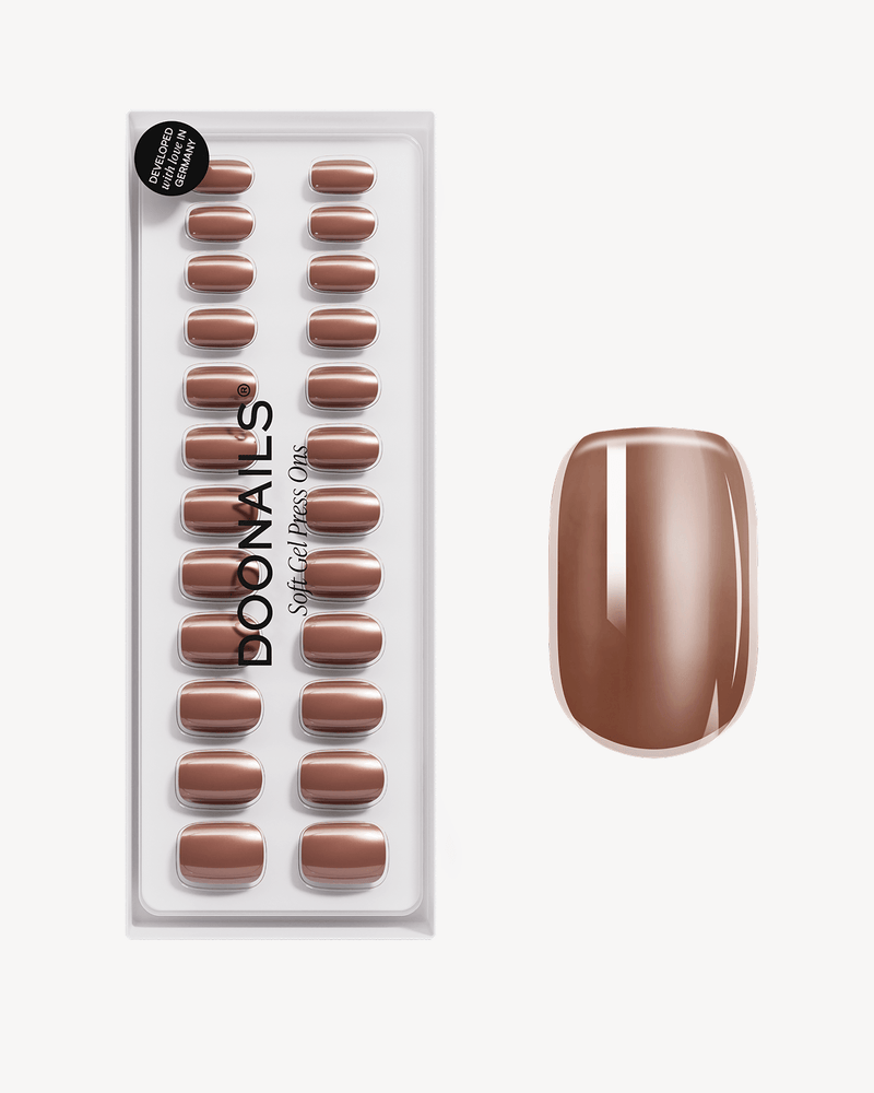 Glazed Chocolate Corte Quadrate Press Ons in Soft Gel