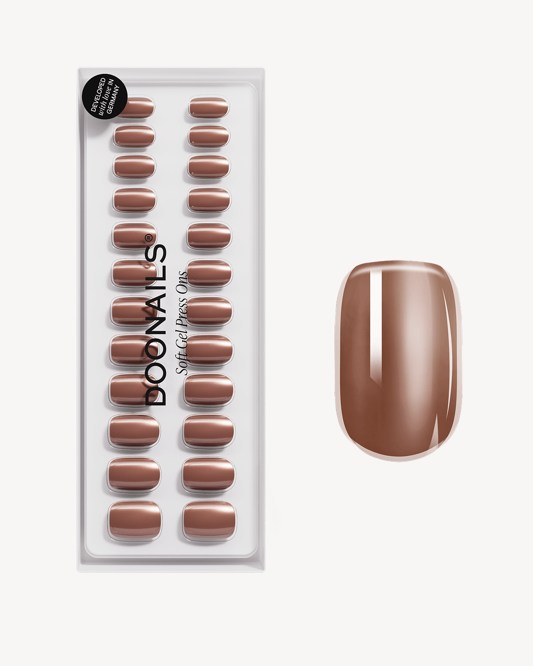 Glazed Chocolate Corte Quadrate Press Ons in Soft Gel