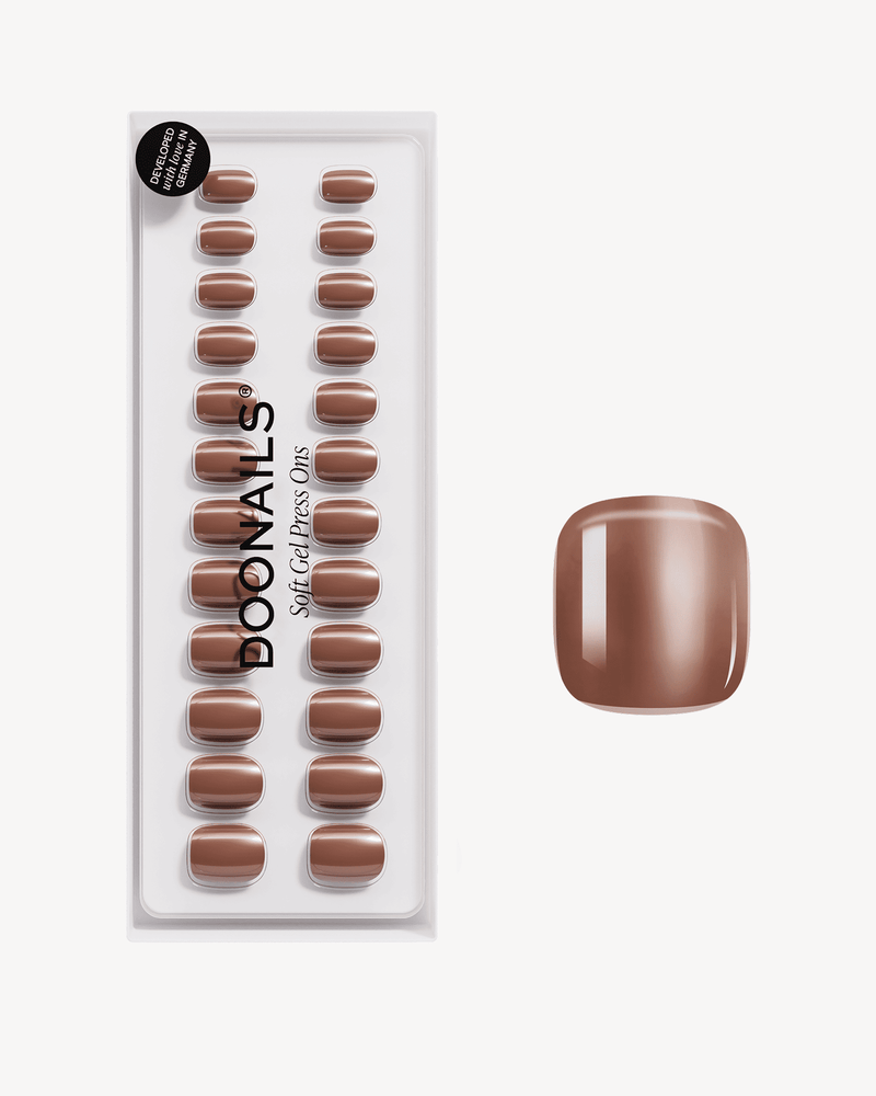 Glazed Chocolate Ultra Corte Quadrate Press Ons in Soft Gel