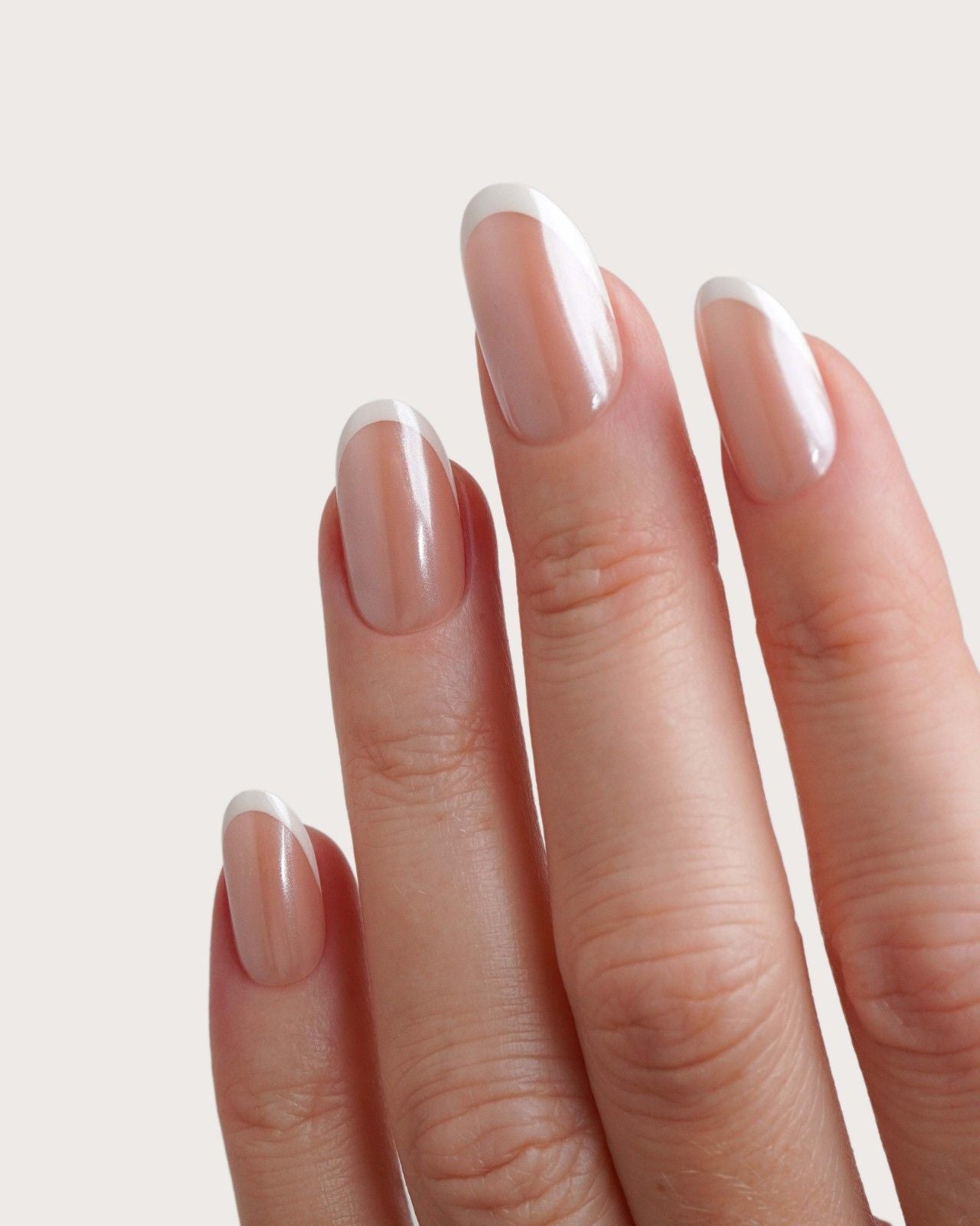 Glazed French Medie Rotonde Press Ons in Soft Gel