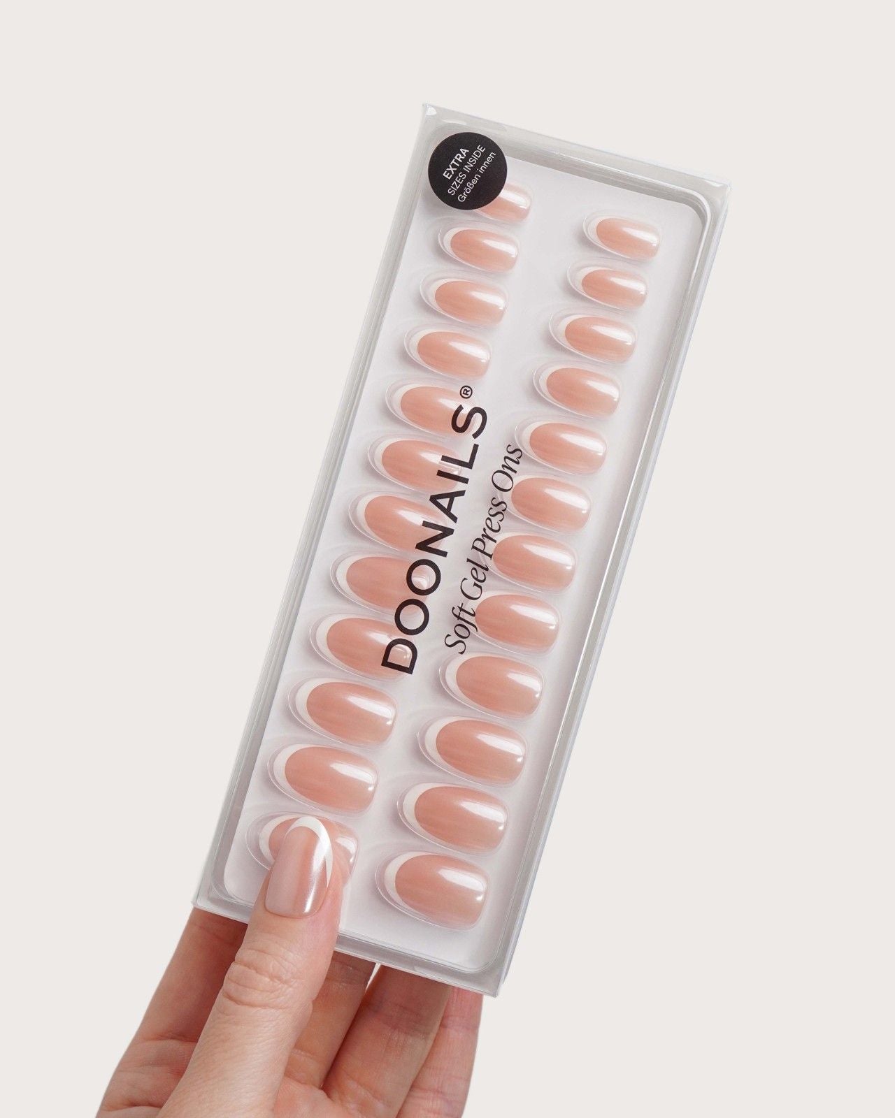 Glazed French Medie Rotonde Press Ons in Soft Gel