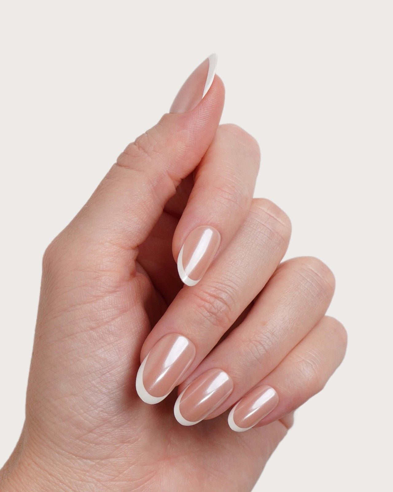 Glazed French Medie Rotonde Press Ons in Soft Gel