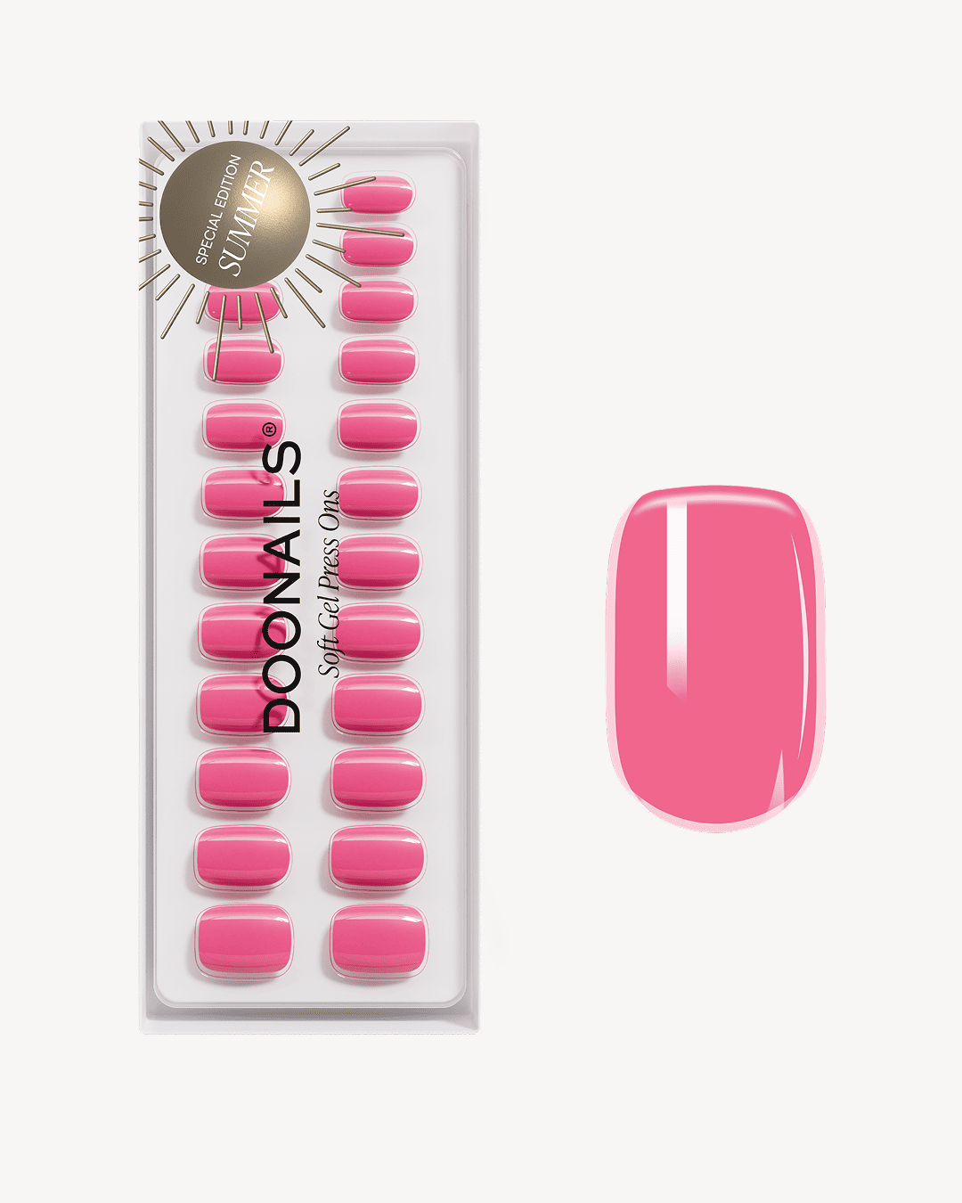 Hot Pink Corte Quadrate Press Ons in Soft Gel