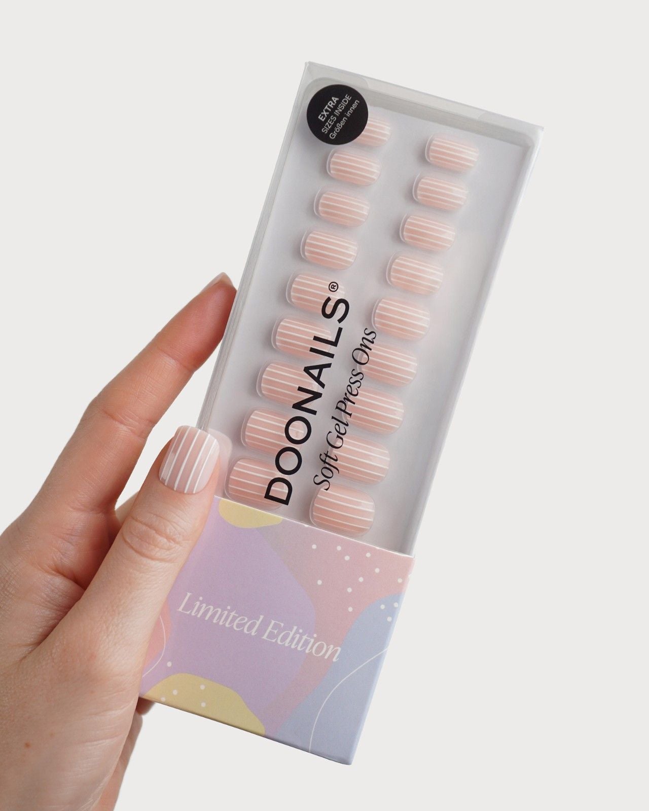 Edizione Limitata Strawberry Stripes Extra Corte Quadrate Press Ons in Soft Gel