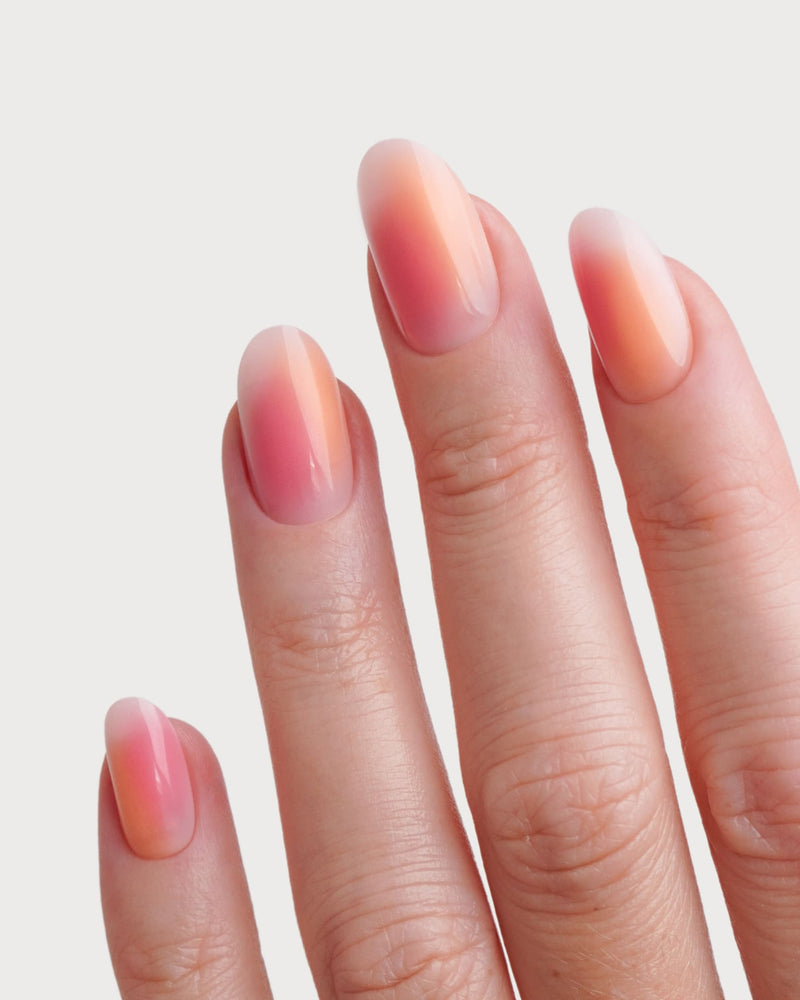 Orange Pink Aura Medie Rotonde Press Ons in Soft Gel