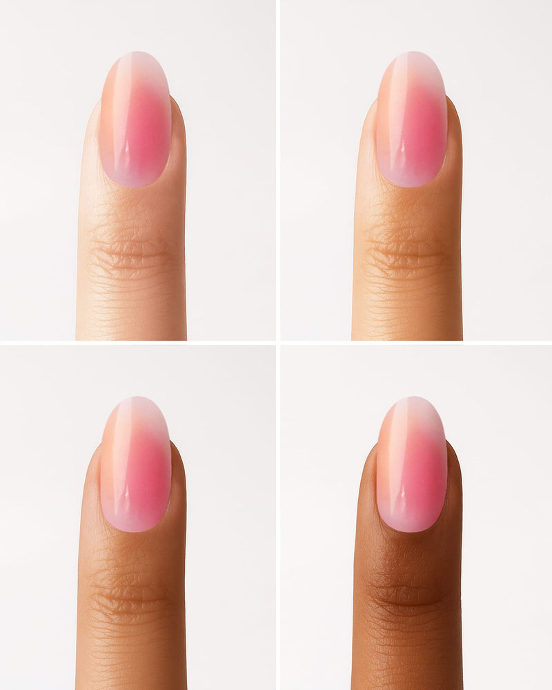 Orange Pink Aura Medie Rotonde Press Ons in Soft Gel