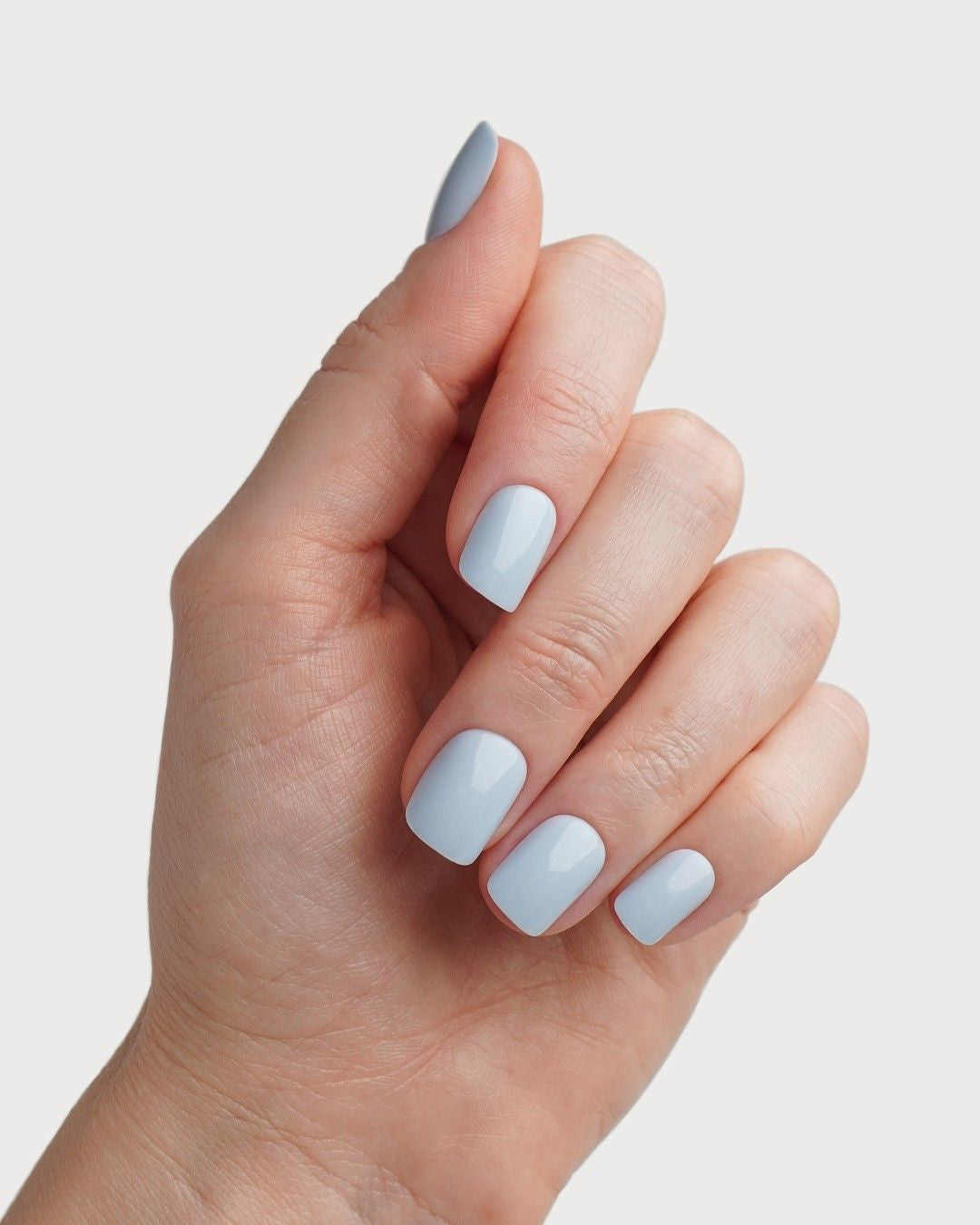 Powder Blue Extra Corte Quadrate Press Ons in Soft Gel