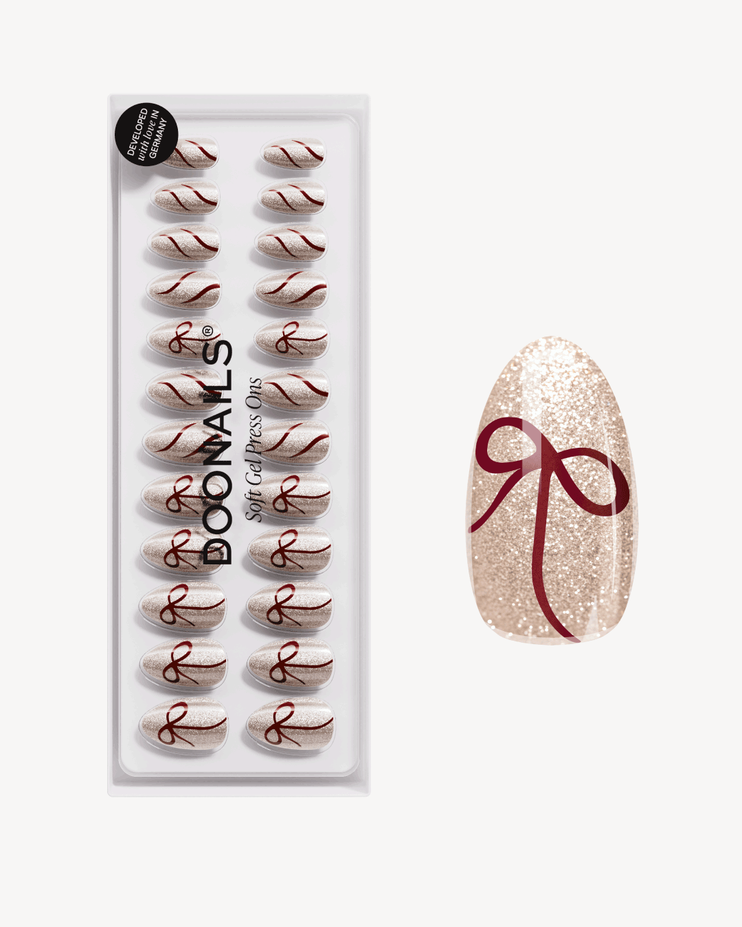 Red Bow Cat Eye Limited Edition Soft Gel Press Ons Italy