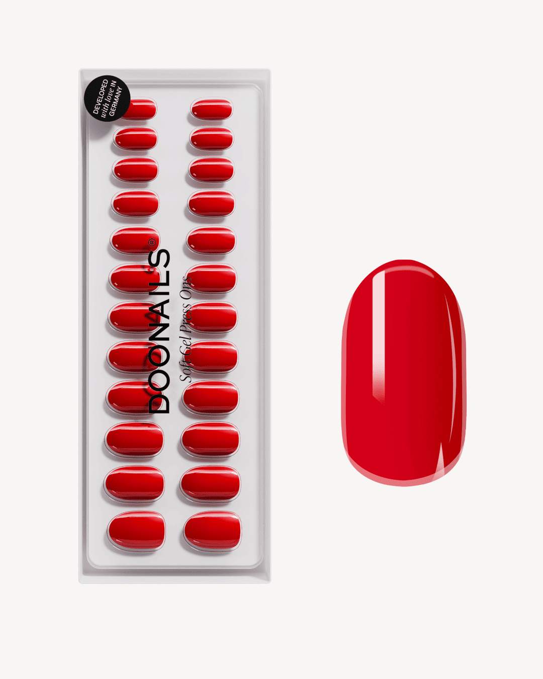 Rose Red Medie Rotonde Press Ons in Soft Gel