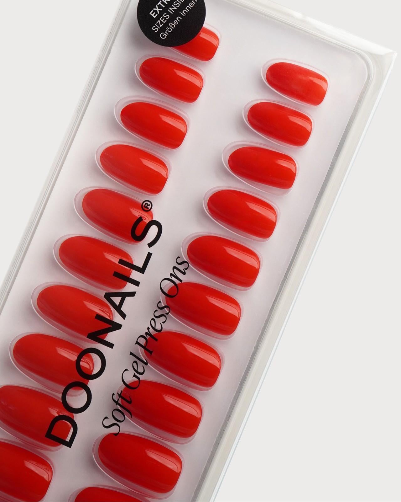 Rose Red Medie Rotonde Press Ons in Soft Gel