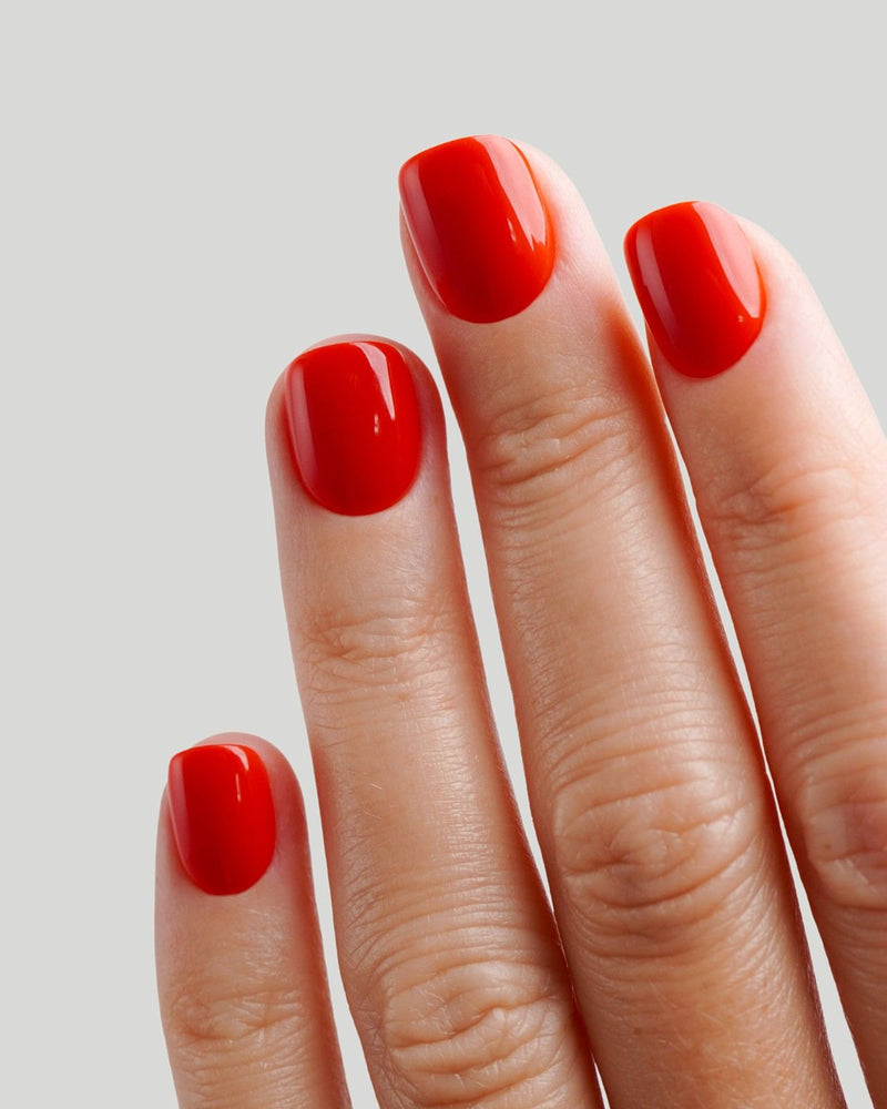 Rose Red Ultra Corte Quadrate Press Ons in Soft Gel