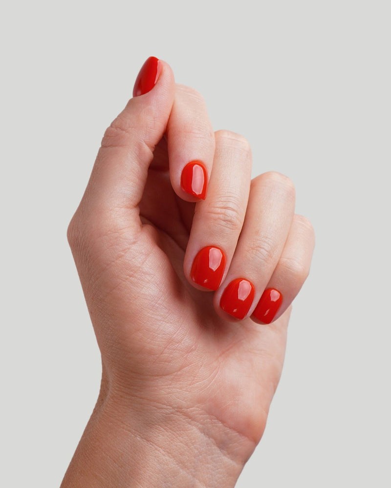 Rose Red Ultra Corte Quadrate Press Ons in Soft Gel