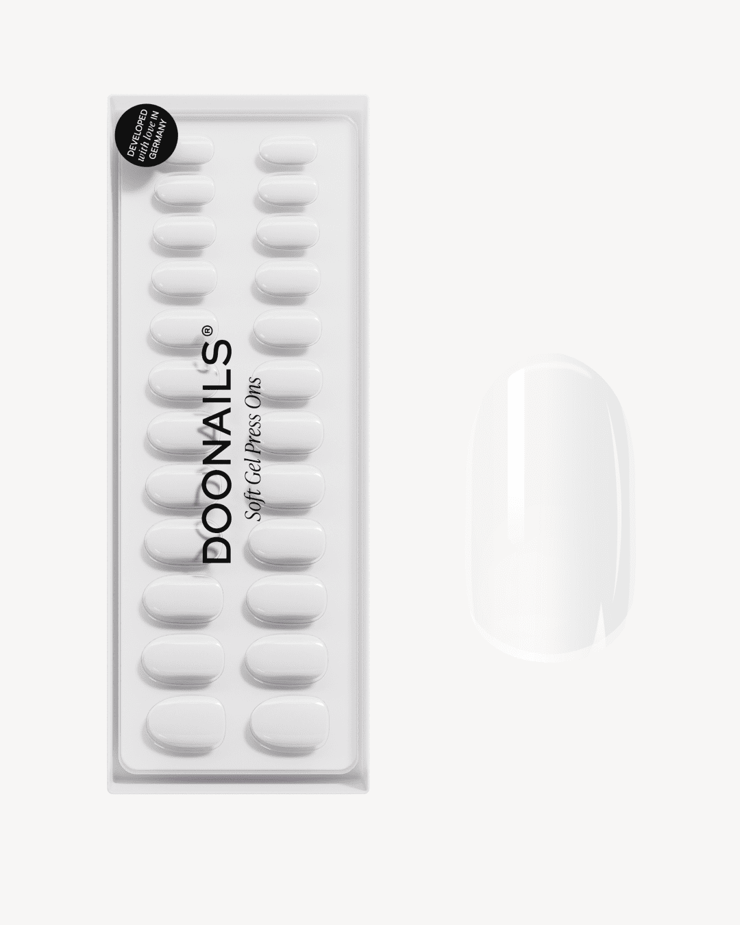Snow White Medie Rotonde Press Ons in Soft Gel