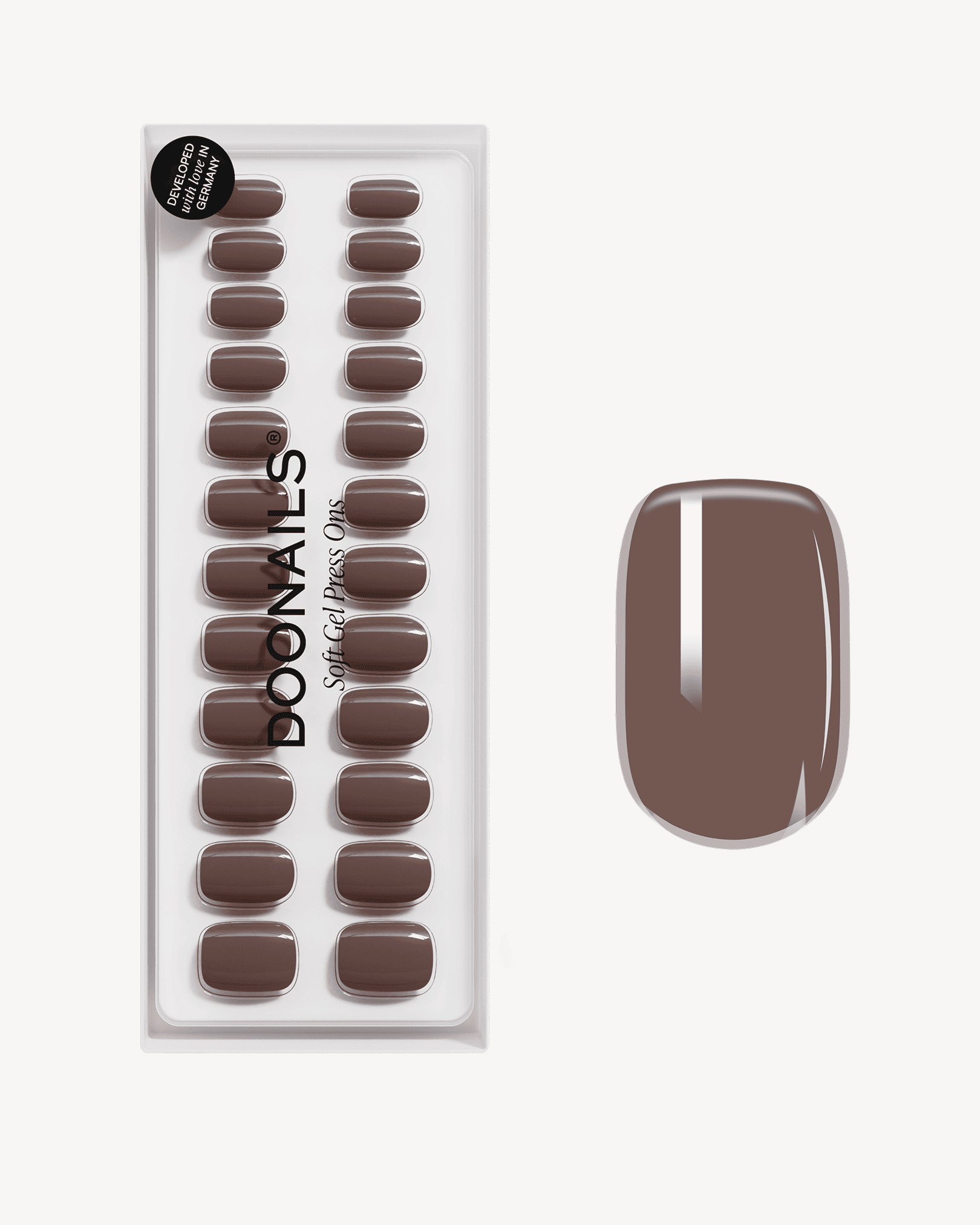 Truffle Corte Quadrate Press Ons in Soft Gel