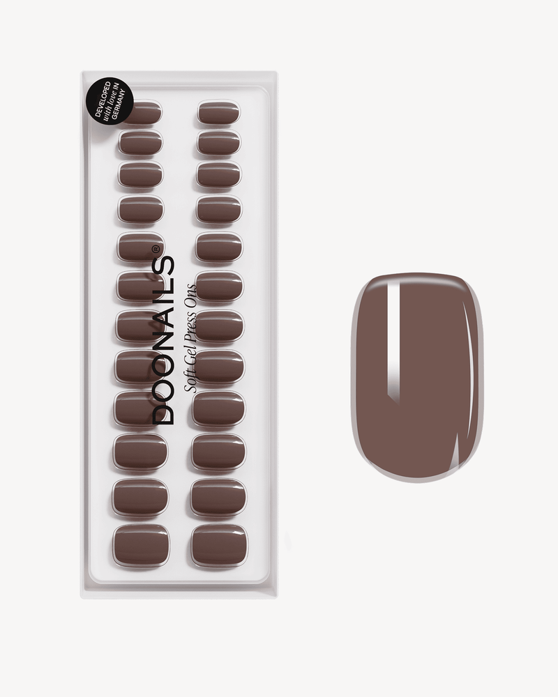Truffle Corte Quadrate Press Ons in Soft Gel