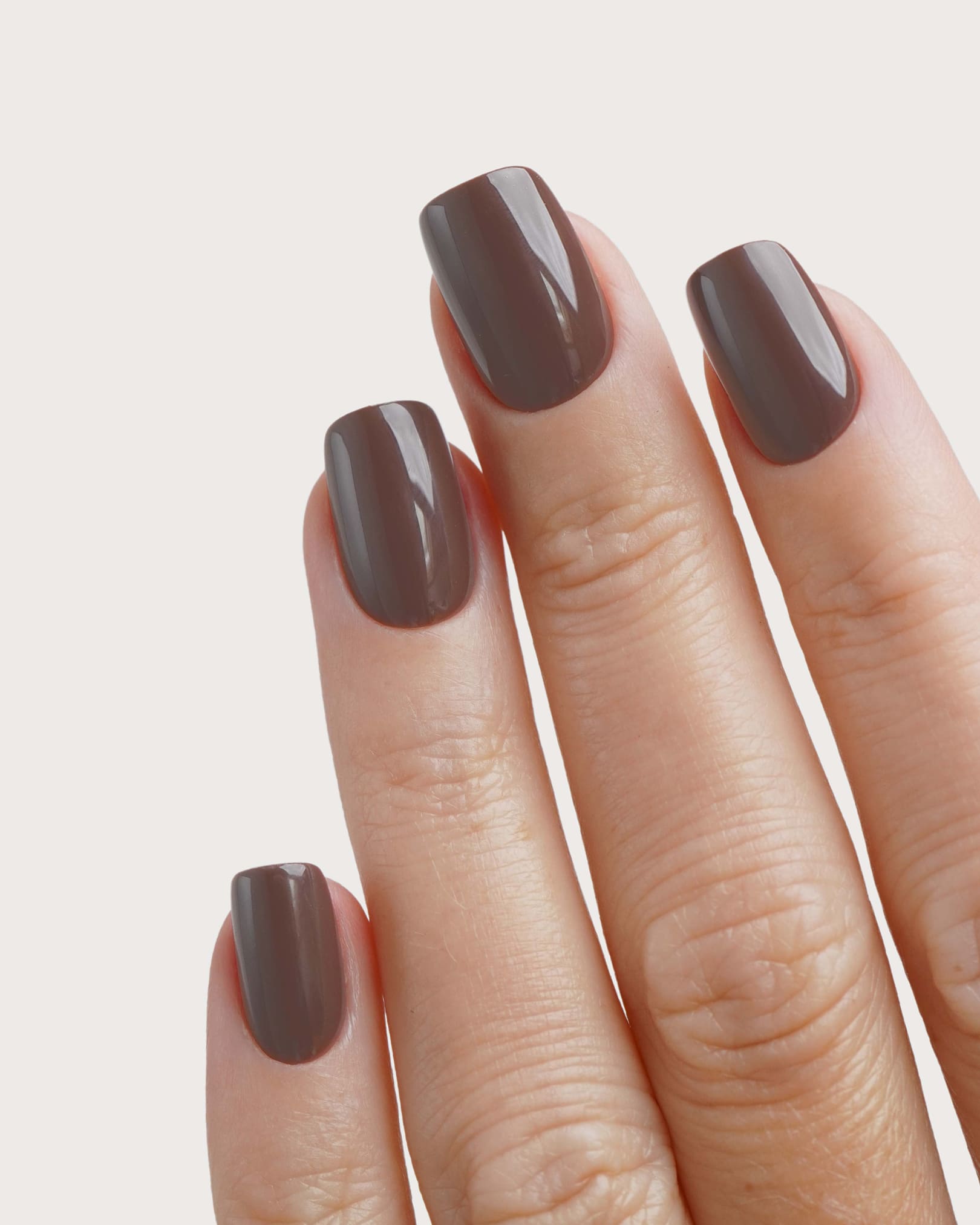 Truffle Corte Quadrate Press Ons in Soft Gel
