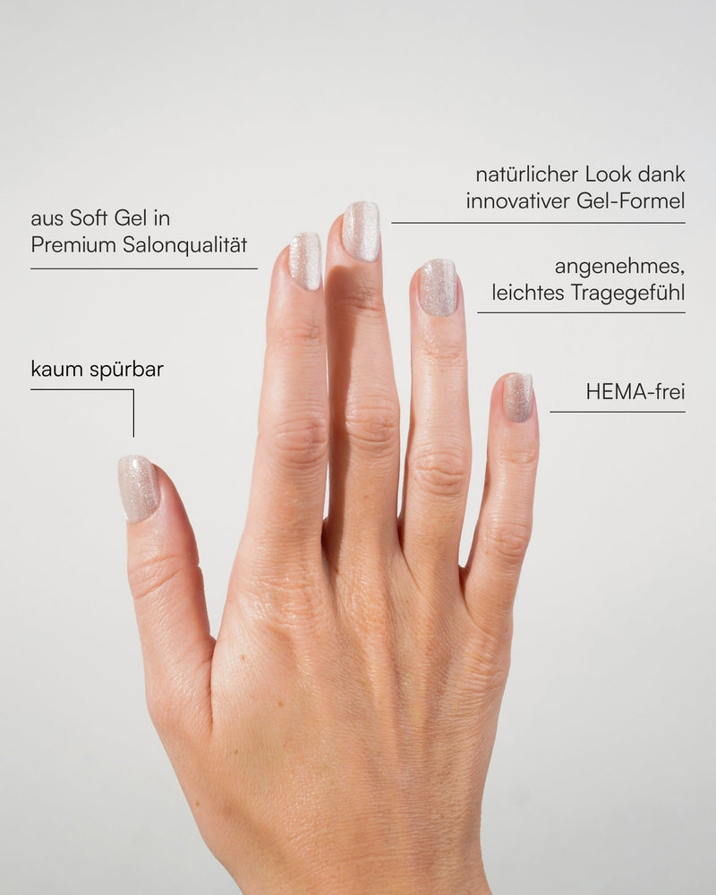 Press Ons in Soft Gel Champagne Cat Eye Quadrate Corte - Doonails Italy