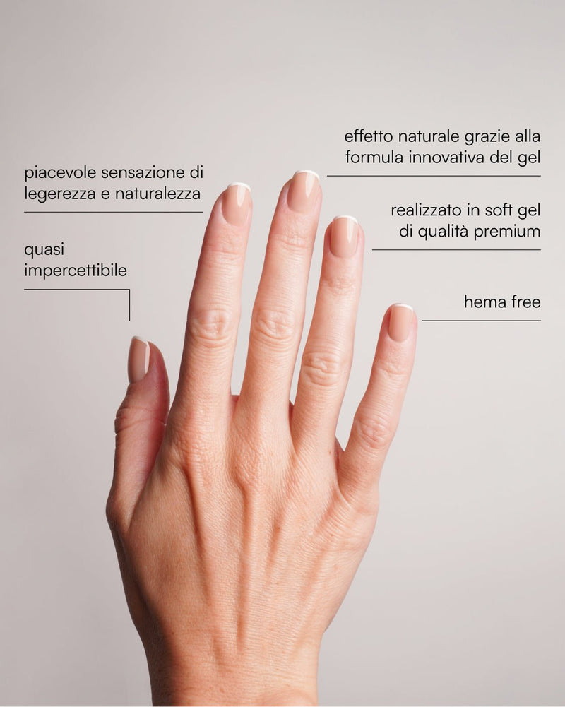 Press Ons in Soft Gel Classic French Quadrate Extra Corte - Doonails Italy