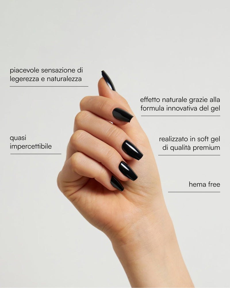 Press Ons in Soft Gel Dark Dream Coffin Corte - Doonails Italy