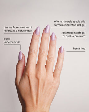 Press Ons in Soft Gel a mandorla corte Lavender Mist