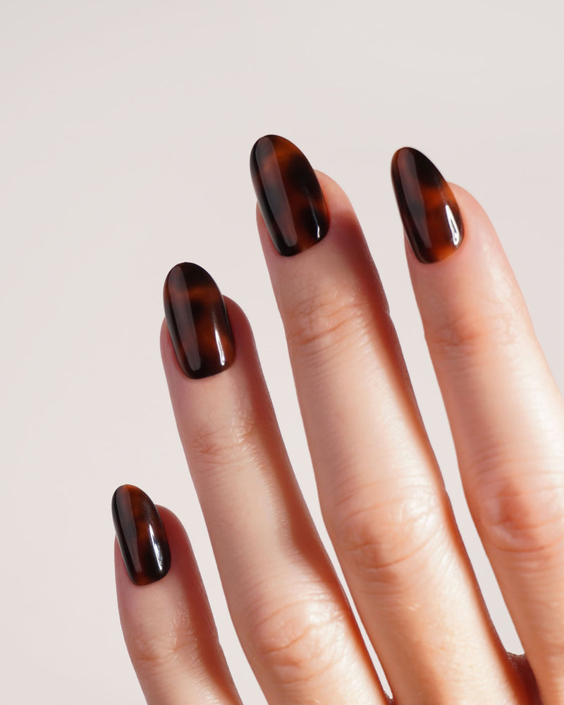 Press Ons in Soft Gel Mosaic Amber Rotonde Medie - Doonails Italy