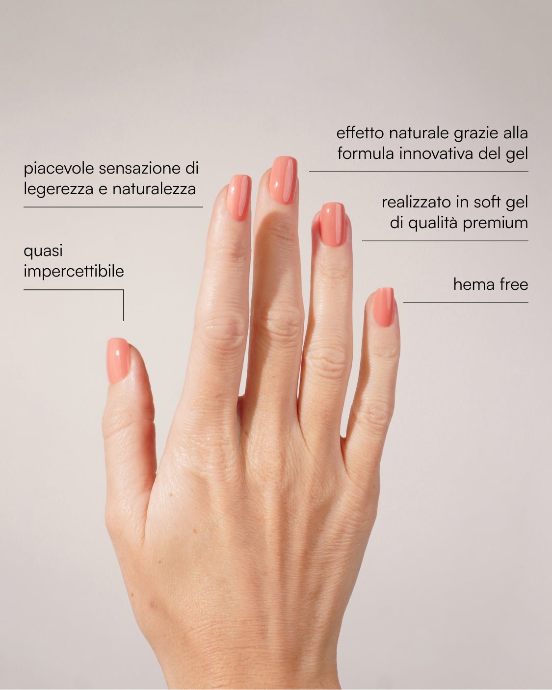 Press Ons in Soft Gel Peach Please Quadrate Corte - Doonails Italy