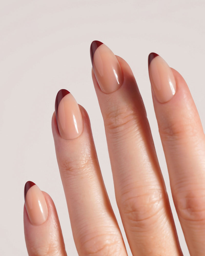 Press Ons in Soft Gel Mandorla Corte Red Slate French - Doonails Italy