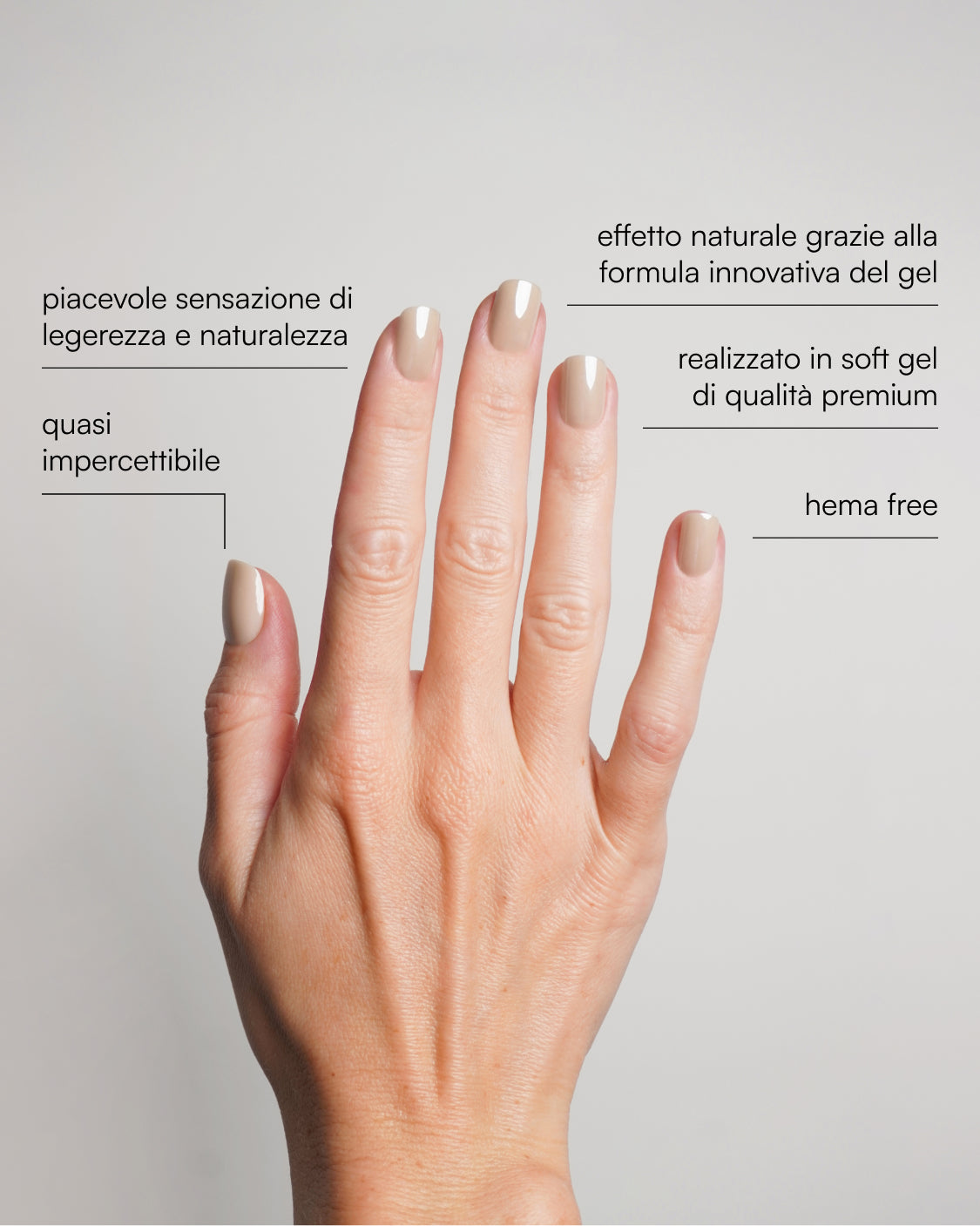 Press Ons in Soft Gel Toffee Quadrate Extra Corte