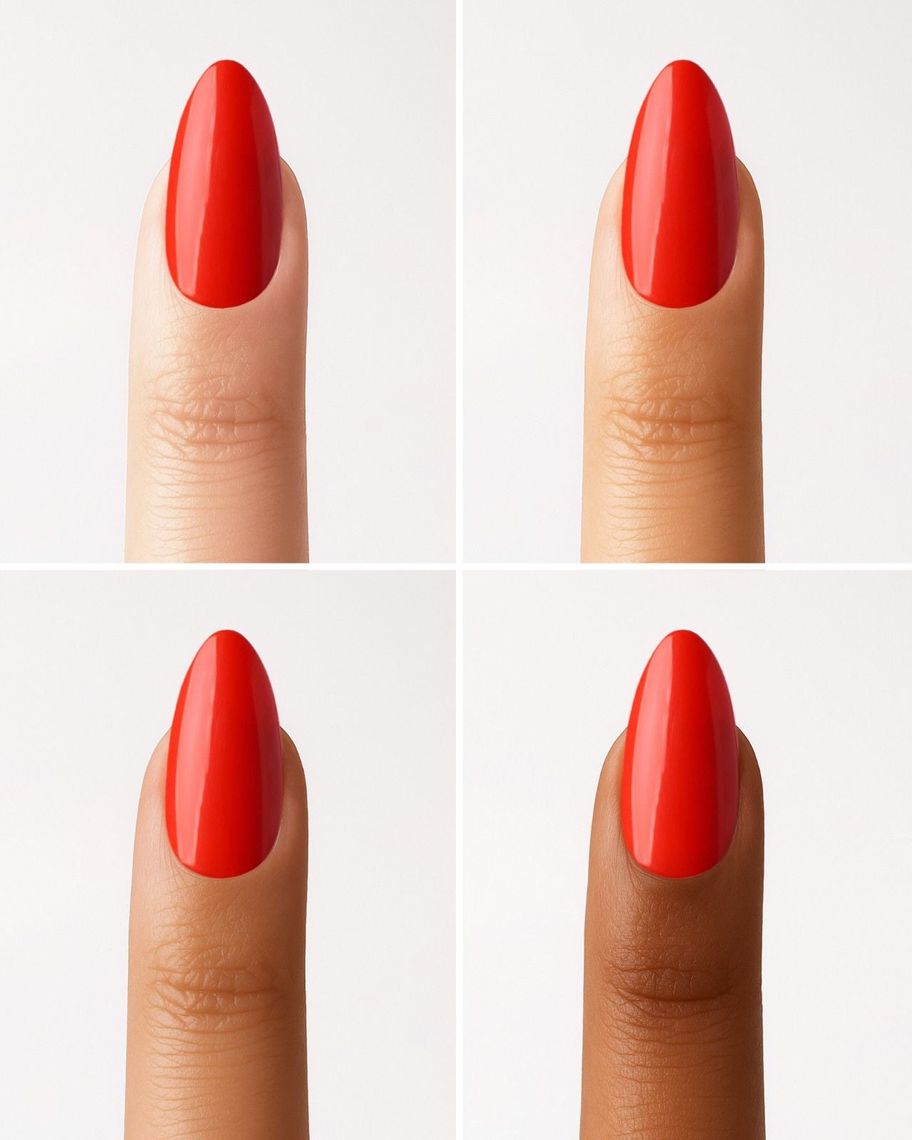 Press Ons in Soft Gel Rose Red Mandorla Medi - Doonails Italy